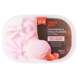Farmer Jack's Strawberry & Cream Flavour with Ripple Soft Scoop Ice Cream 900ml