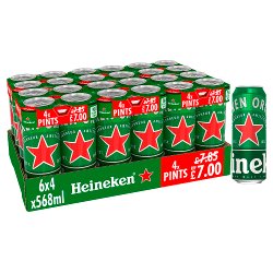 Heineken Premium Lager Beer Can 4x568ml Pints