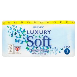Best-One Luxury Soft Classic White Toilet Tissue 3 Ply 2 Rolls
