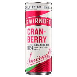 Smirnoff Red Label Vodka & Cranberry 250ml Ready to Drink Premix Can PMP £1.69