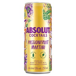 Absolut Pre-Mixed Sparkling Passionfruit Martini Vodka Drink 250ml