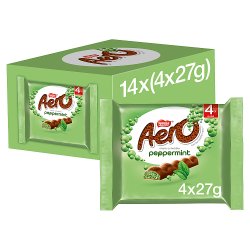 Aero Bubbly Peppermint Mint Chocolate Bar Multipack 4 Pack (4 x 27g)