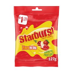 Starburst Fave Reds Vegan Chewy Sweets Fruit Flavoured Treat Bag £1.35 PMP 127g