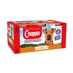 Chappie Adult Wet Dog Food Tins Chicken & Rice in Loaf 6 x 412g