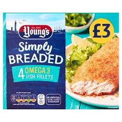 Young's Simply Breaded 4 Omega 3 Fish Fillets PMP 400g