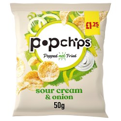 popchips Sour Cream & Onion Crisps 50g, £1.25 PMP