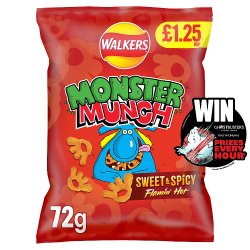 Walkers Monster Munch Flamin' Hot Snacks Crisps £1.25 RRP PMP 72g