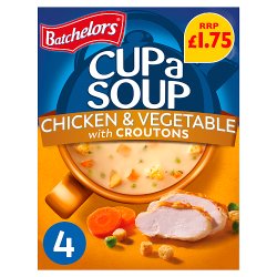 Batchelors Cup a Soup Chicken & Vegetable with Croutons 4 Instant Soup Sachets 110g