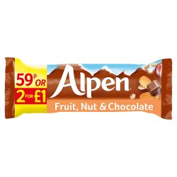 Alpen Fruit & Nut Chocolate bar 24x29g case PMP 59p or 2 for £1