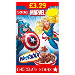 Weetabix Marvel Chocolate Stars PMP £3.29 8x500g case