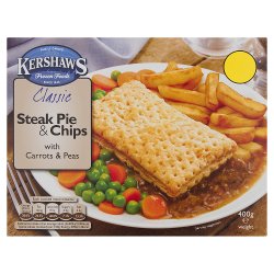Kershaws Classic Steak Pie & Chips with Carrots & Peas 400g