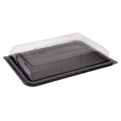 Small Black Platter Base & Clear Lid L355mm x W250mm x D65mm (5 base and lid per pack)