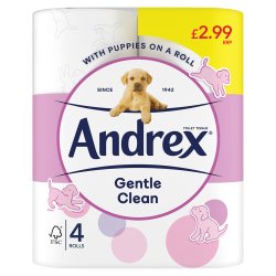 Andrex® Gentle Clean Toilet Tissue, 4 Toilet Rolls £2.99 PMP