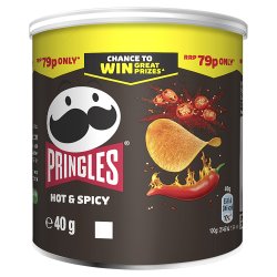 Pringles Hot & Spicy Crisps Can 40g