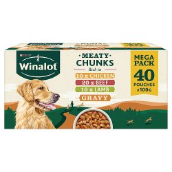 WINALOT Meaty Chunks Mixed in Gravy Wet Dog Food 40x100g