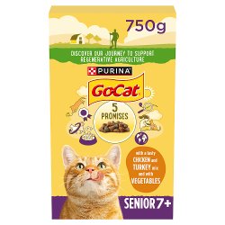 GO-CAT Senior Chicken and Turkey Dry Cat Food 750g