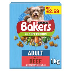 BAKERS Adult Beef with Vegetables Dry Dog Food 1kg PMP