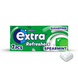 Extra Refreshers Spearmint Sugarfree Chewing Gum Handy Box 7 Pieces