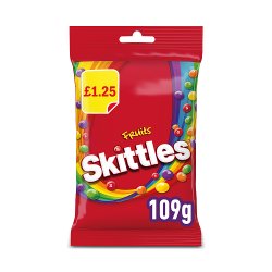 Skittles Vegan Chewy Sweets Fruit Flavoured Treat Bag £1.25 PMP 109g