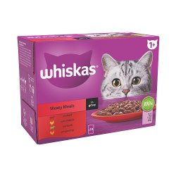 Whiskas 1+ Meaty Meals Adult Wet Cat Food Pouches in Gravy 12 x 85g