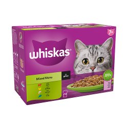 Whiskas 7+ Mixed Menu Senior Wet Cat Food Pouches in Gravy 12 x 85g