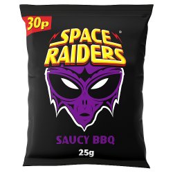 Space Raiders Saucy BBQ Crisps 25g, 30p PMP