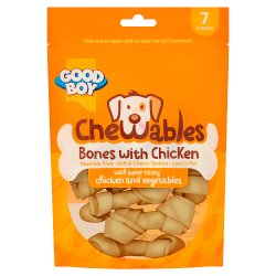Good Boy Chewables Mini Chicken Bones Rawhide Free Dog Treats 7 Pack 112g