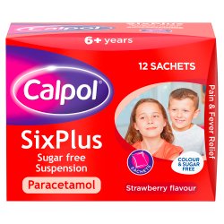 Calpol Sixplus Sugar Free Suspension Strawberry Flavour 6+ Years 12 x 5ml