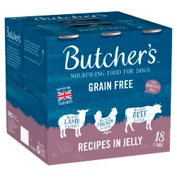 Butcher's Recipes in Jelly Wet Dog Food Tins 18 x 400g