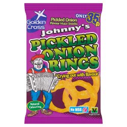 Golden Cross Johnny's Pickled Onion Rings Pickled Onion Flavour Maize Snacks 22g PMP 35p
