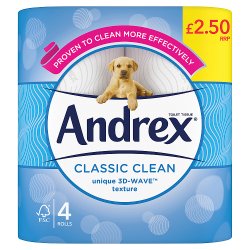 Andrex Clasisic Clean Toilet Roll, 4 Rolls £2.50 PMP 190sc