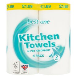 best-one 4 Super Absorbent Kitchen Towels 2 Ply