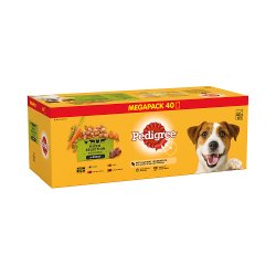 Pedigree Adult Wet Dog Food Pouches Mixed Selection with Vegetables in Gravy Mega Pack 40 x 100g