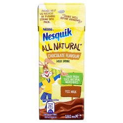 Nesquik® All Natural* Chocolate Milkshake Drink 180ml Carton
