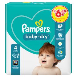 Pampers Baby-Dry Size 4, 25 Nappies