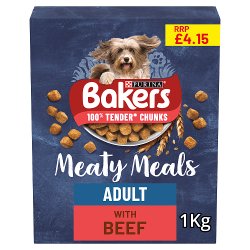 Bakers Meaty Meals Adult 100% Complete Tender Chunks with Tasty Beef 1kg