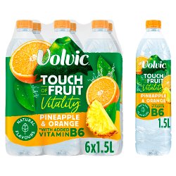Volvic Touch of Fruit Low Sugar Pineapple & Orange Vitality Natural Flavoured Water 6 x 1.5L