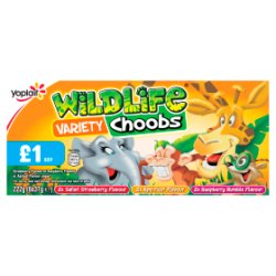 Wildlife Choobs Strawberry, Raspberry and Apricot Flavour Yogurt Tubes 6 x 37g