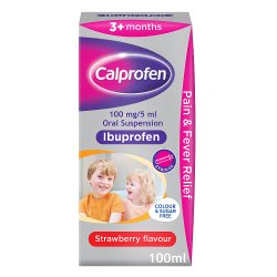 Calprofen® 100mg/5ml Oral Suspension Ibuprofen Strawberry Flavour 3+ Months 100ml