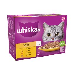 Whiskas 7+ Poultry Feasts Senior Wet Cat Food Pouches in Jelly 12 x 85g
