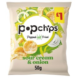 Popchips Sour Cream & Onion Crisps 50g, £1 PMP
