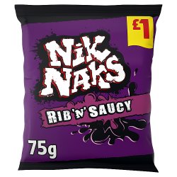 Nik Naks Rib 'N' Saucy Crisps 75g £1 PMP
