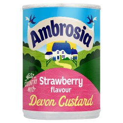 Ambrosia Ready To Serve Strawberry Flavour Devon Custard Can 400g