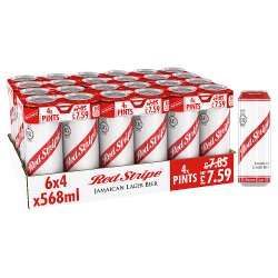 Red Stripe Jamaican Lager Beer 4 Pint Can x 568ml
