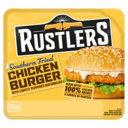 RUSTLERS Southern Fried Chicken Burger with Lightly Peppered Mayonnaise 145g