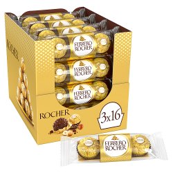Ferrero Rocher Milk Chocolate Hazelnut Pralines Treat Pack 3 Pieces 37.5g