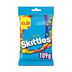 Skittles Vegan Chewy Sweets Tropical Fruit Flavoured Treat Bag £1.25 PMP 109g