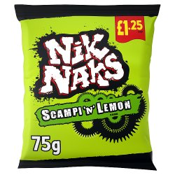 Nik Naks Scampi 'N' Lemon Crisps 75g, £1.25 PMP