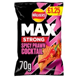Walkers Max Strong Spicy Prawn Cocktail Crisps £1.25 PMP 70g
