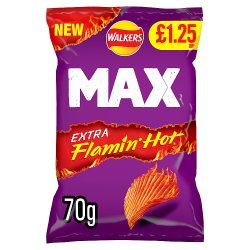 Walkers Max Extra Flamin' Hot Sharing Bag Crisps 70g PMP